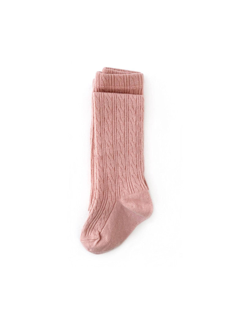 Blush Cable Knit Tights - Little Stocking Co.