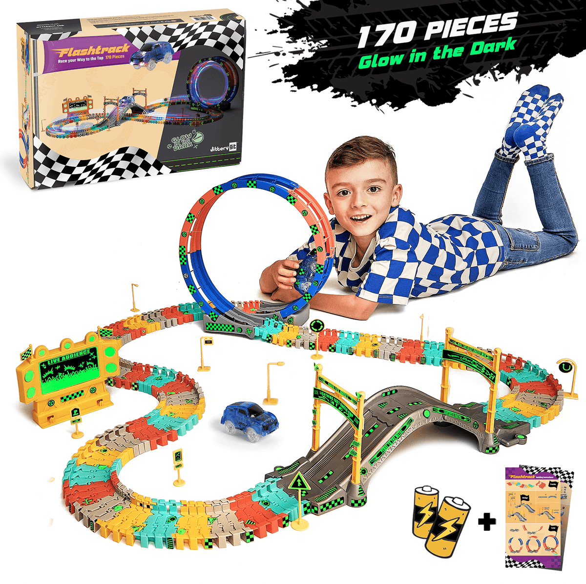 Bay Fast Trackglow-in-the-dark Led Race Track Cars For Kids - Educational  Toy Set