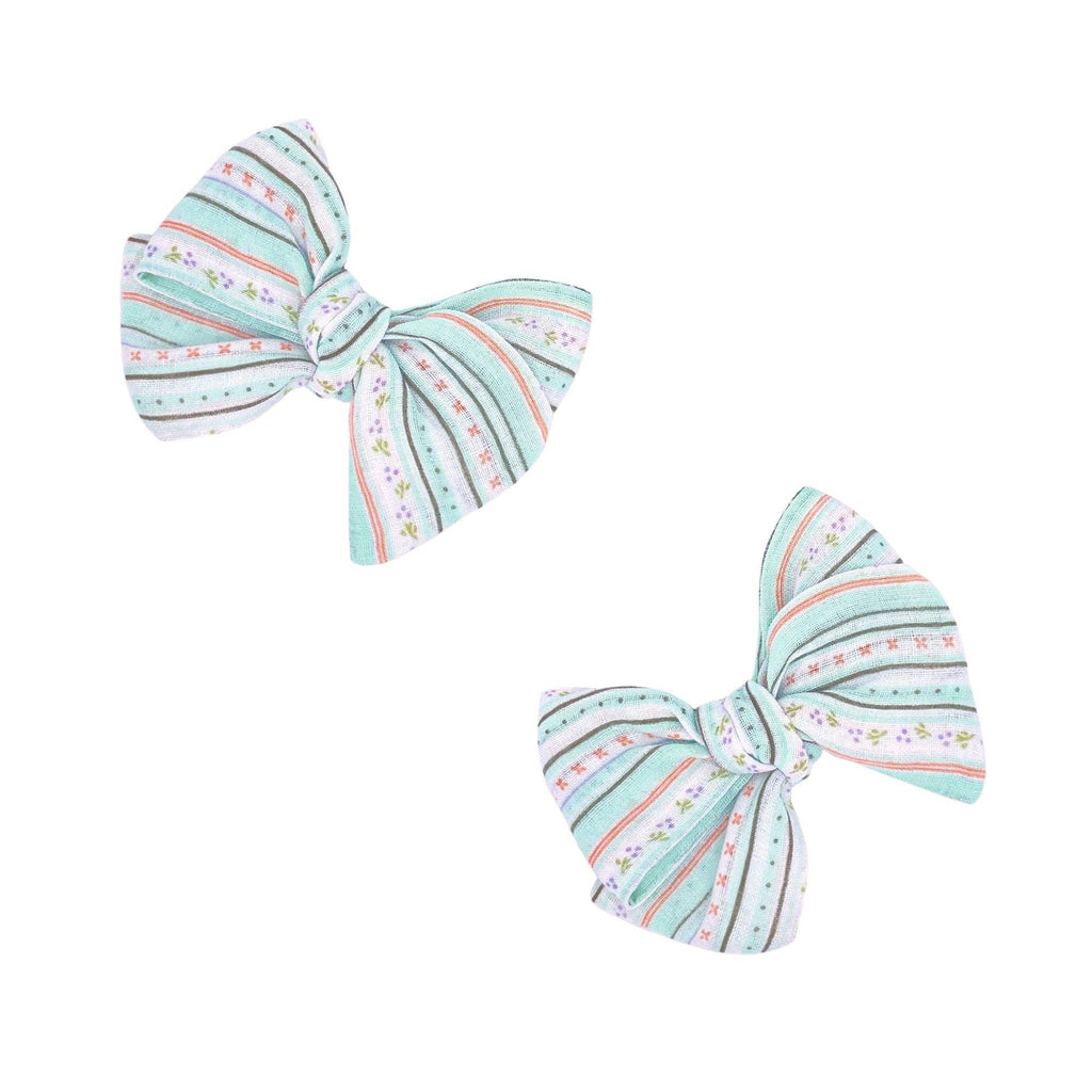 2pk Baby Bloom Clips, Pastel Stripe - Baby Bling Bows