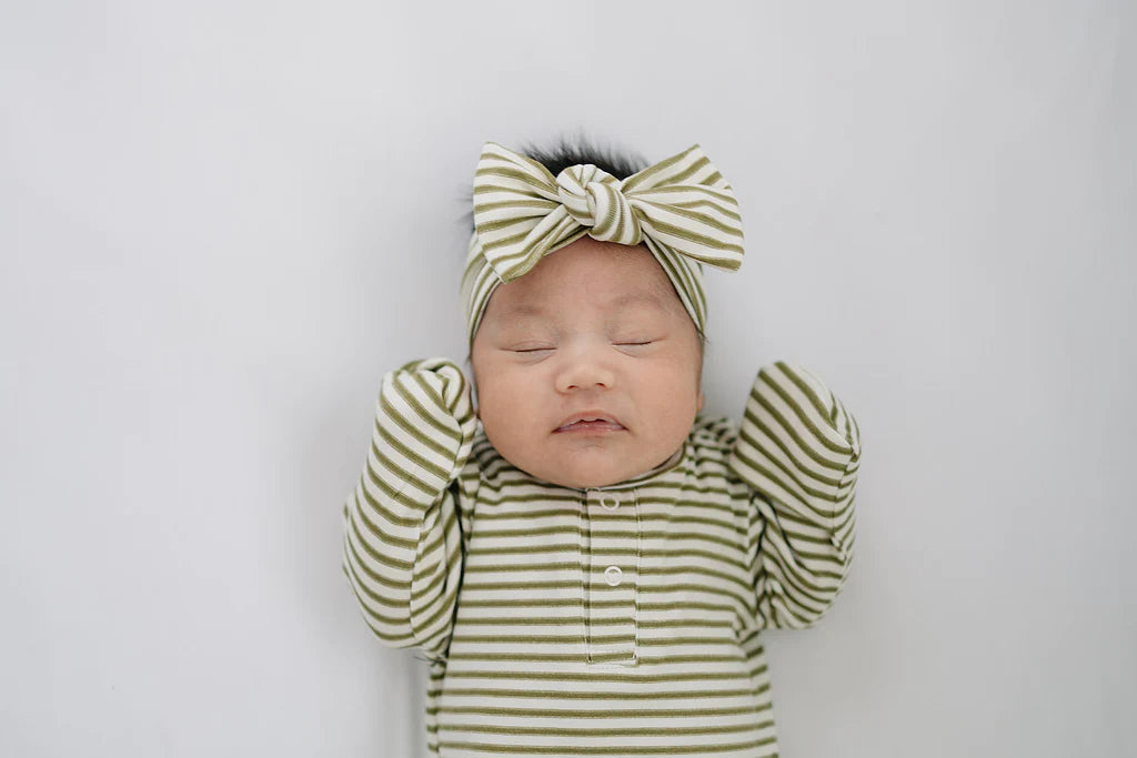 Head Wrap, Olive Stripe - Mebie Baby
