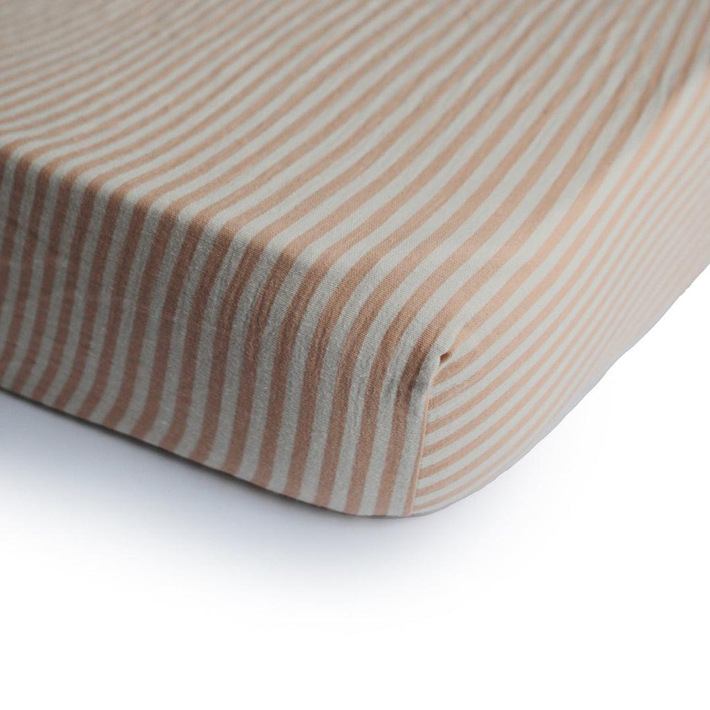 Muslin Crib Sheet, Natural Stripe - Mushie