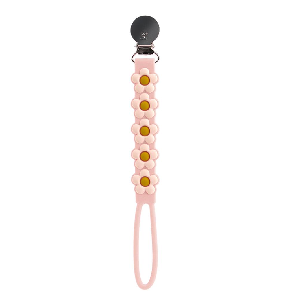 Beadless Pacifier Clip, Daisy Pink - Loulou Lollipop