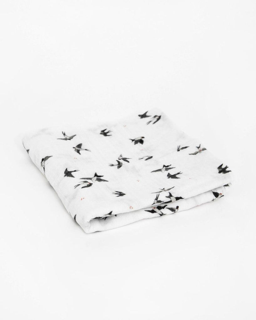 Organic Cotton Swaddle, Swallows - Little Unicorn