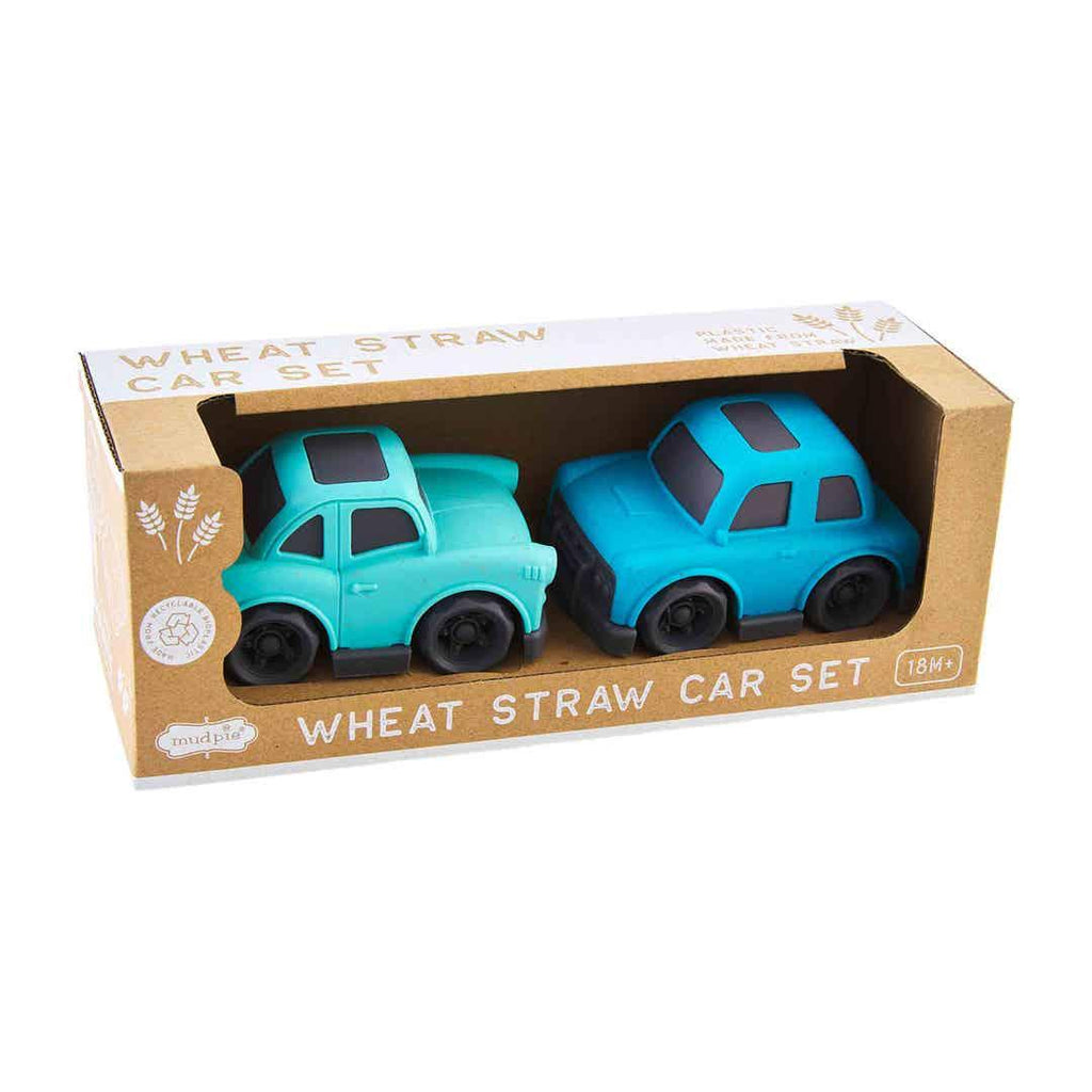 Wheat Straw Car Set, Blue - Mud Pie