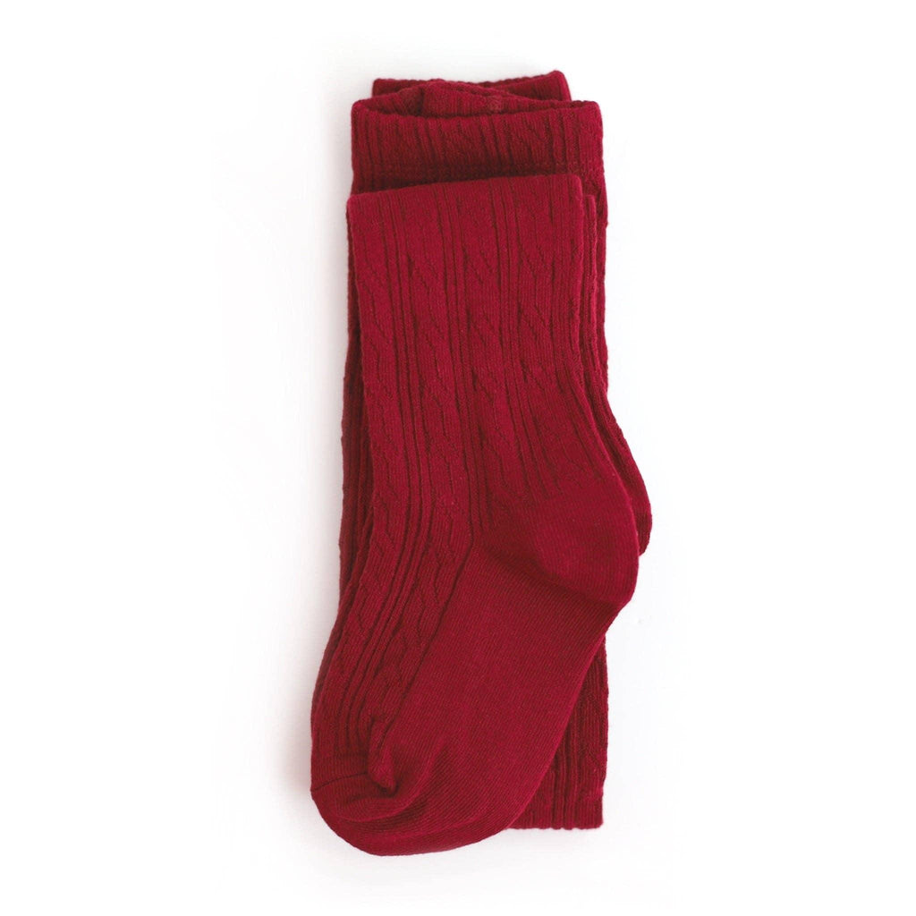 Crimson Cable Knit Tights - Little Stocking Co.