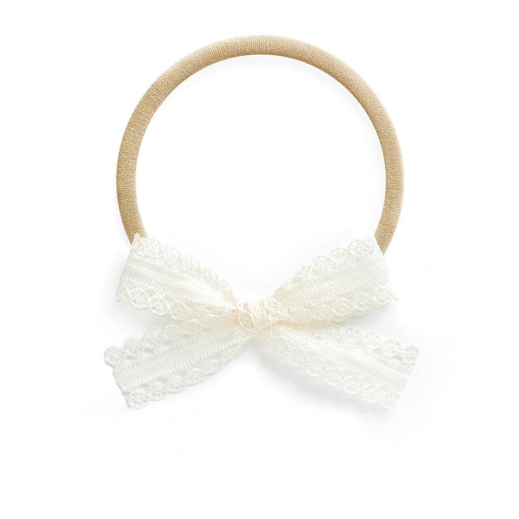 Lace Bow Headband, June - Village Baby
