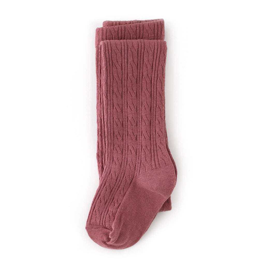 Mauve Rose Cable Knit Tights - Little Stocking Co.