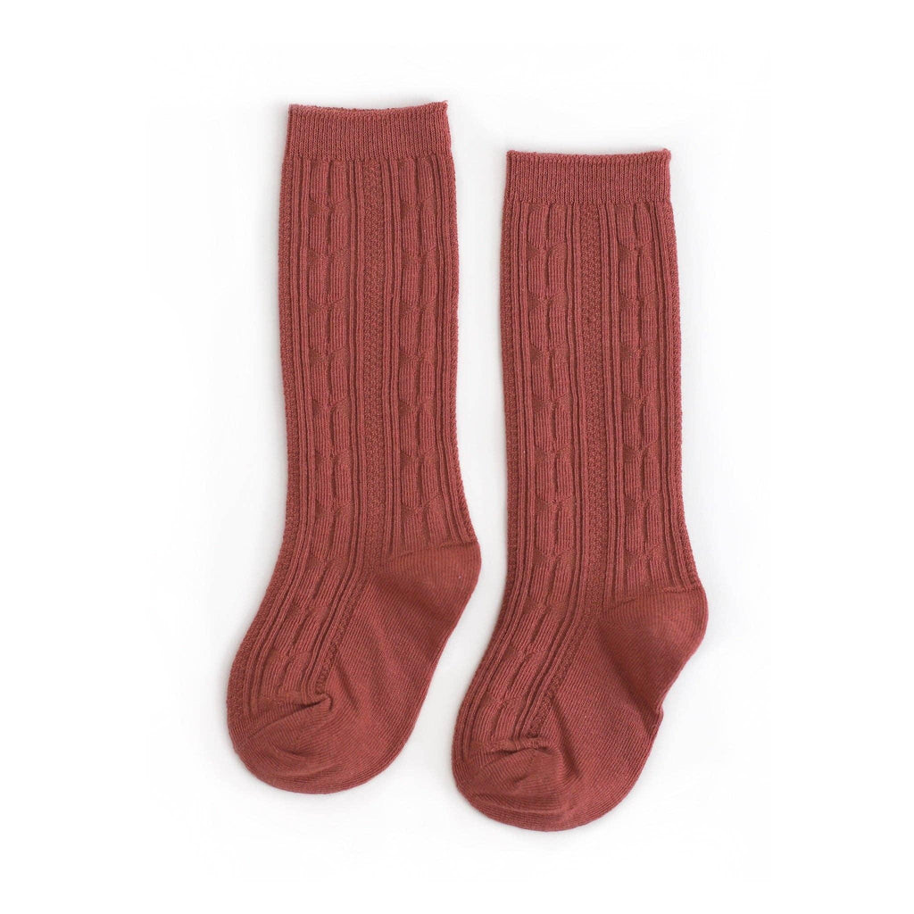 Rust Cable Knit Knee High Socks - Little Stocking Co.