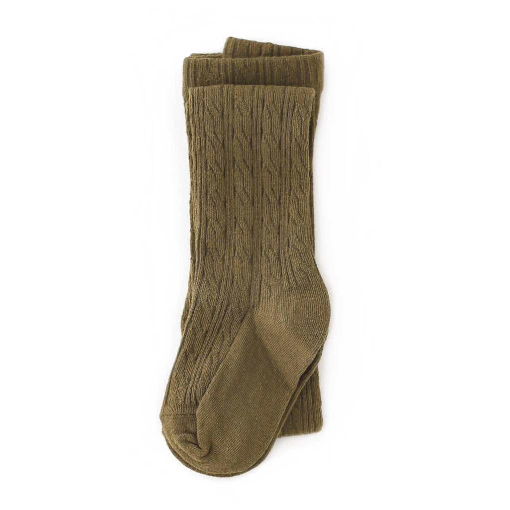 Olive Cable Knit Tights - Little Stocking Co.