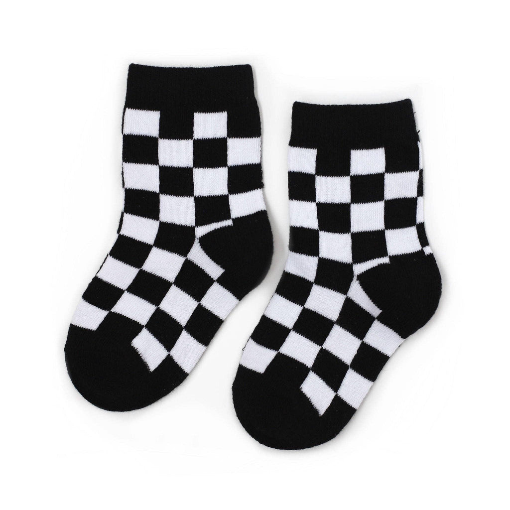 Black/White Checkered Midi Sock - Little Stocking Co.