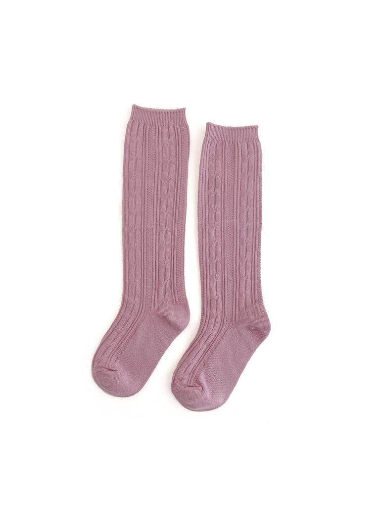Dusty Rose Cable Knit Knee Highs - Little Stocking Co.