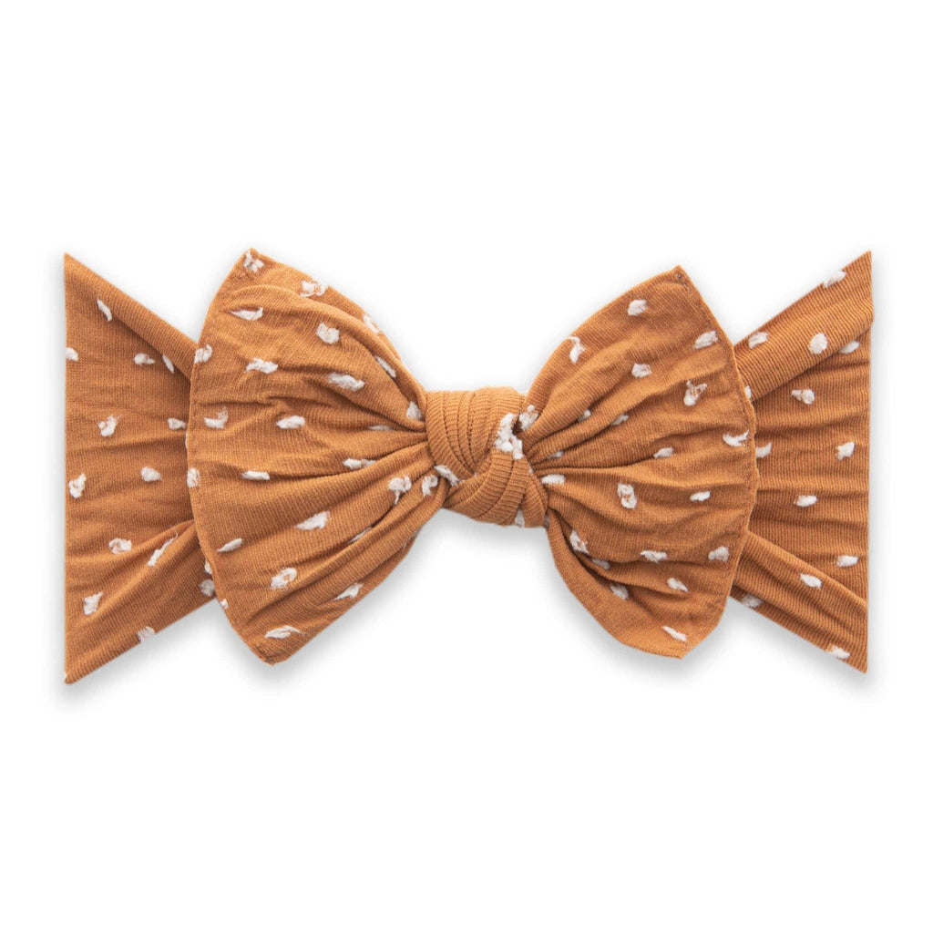 PATTERNED SHABBY KNOT: camel dot - Baby Bling Bows