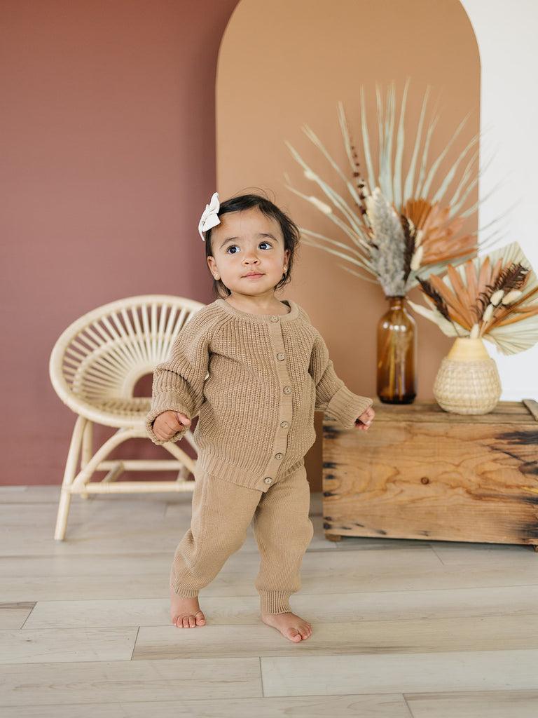 Knit Joggers, Toffee - Mebie Baby
