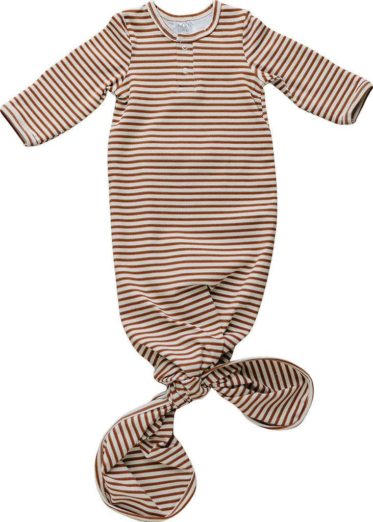 Knot Gown, Rust Stripe - Mebie Baby