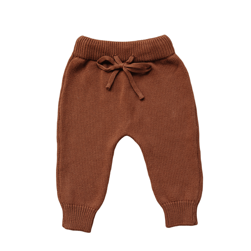 Knit Joggers, Rust - Mebie Baby