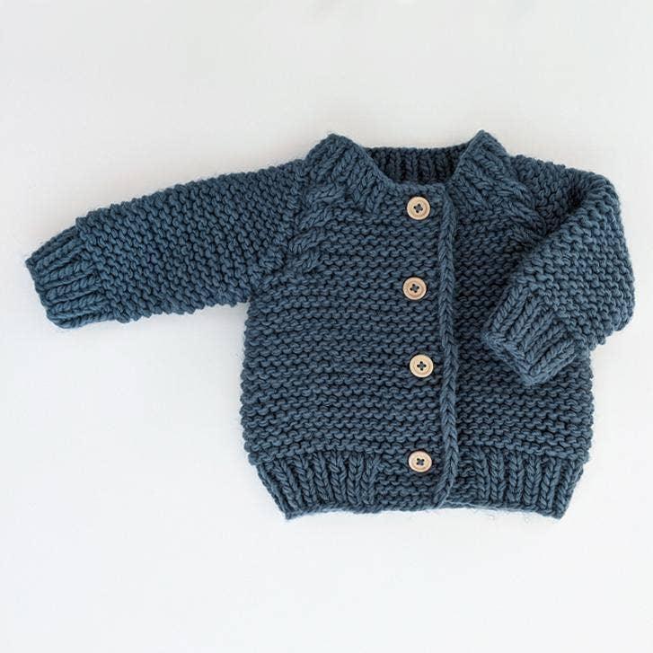 Slate Garter Stitch Cardigan Sweater - Huggalugs