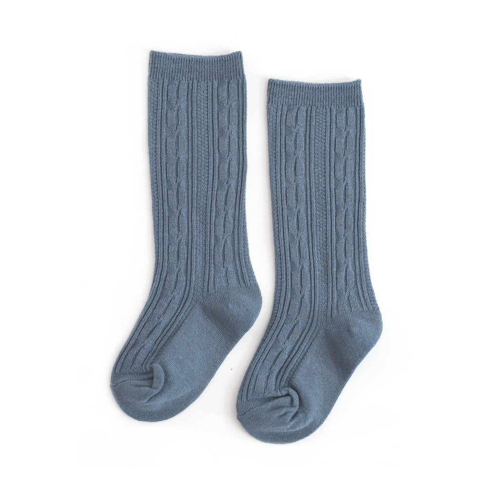 Denim Cable Knit Knee High - Little Stocking Co.
