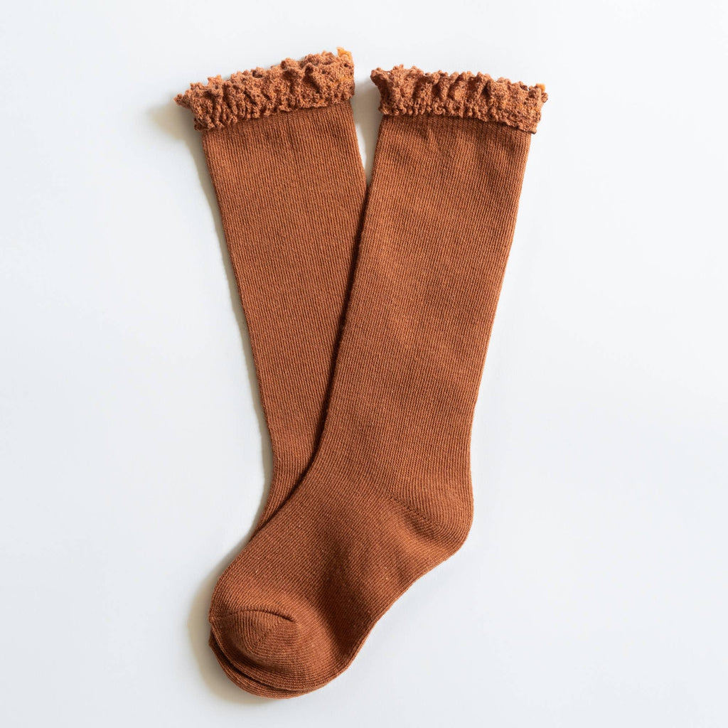 Sugar Almond Lace Top Knee Highs - Little Stocking Co.