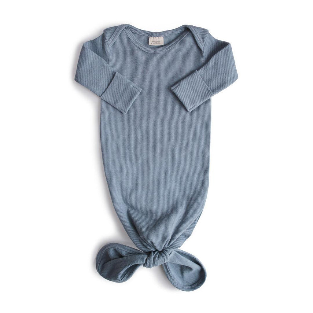 Ribbed Knot Baby Gown, Tradewinds - Mushie