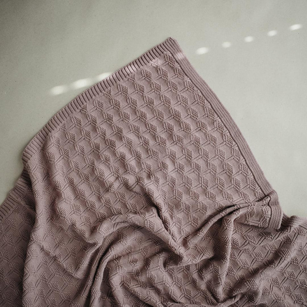 Knitted Honeycomb Blanket, Desert Rose - Mushie