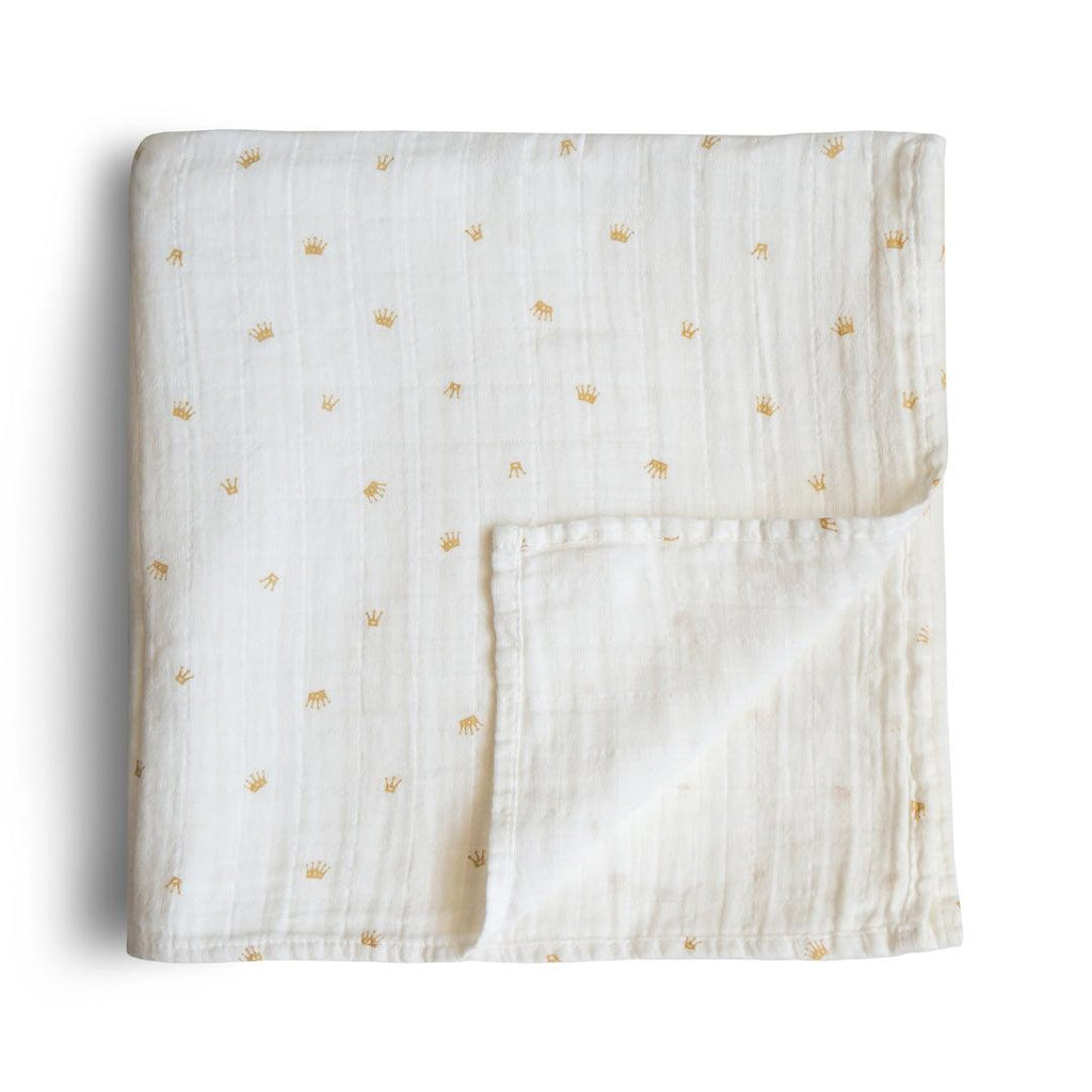 Muslin Swaddle Blanket, Crowns - Mushie