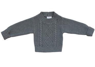 Cable Knit Sweater, Grey - Mebie Baby