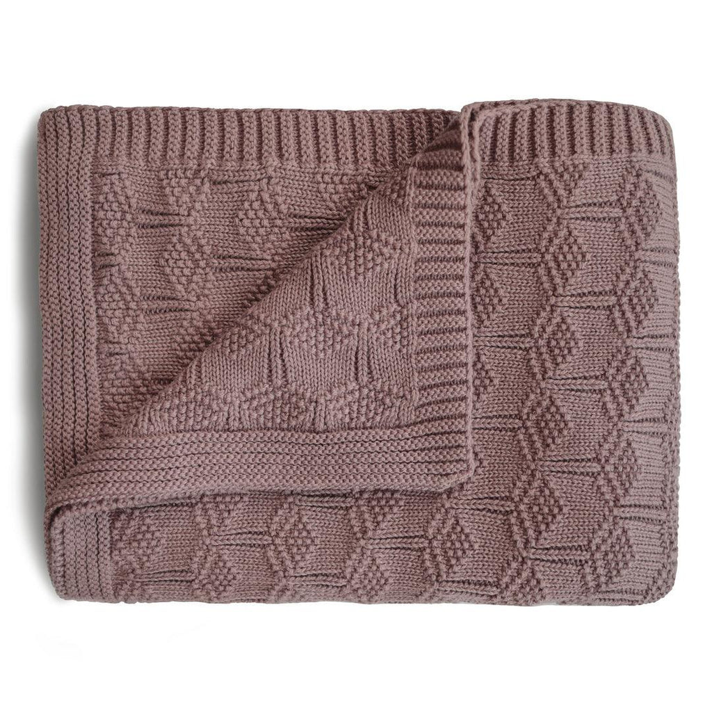 Knitted Honeycomb Blanket, Desert Rose - Mushie