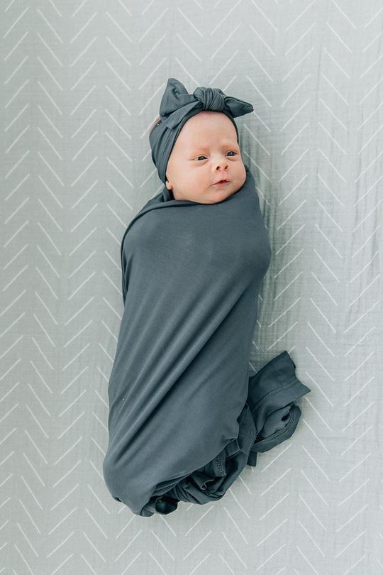 Charcoal Stretch Swaddle - Mebie Baby
