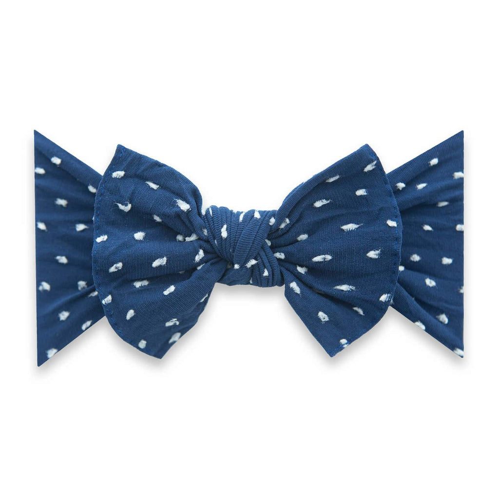 Patterned Shabby Knot, Navy Dot - Baby Bling Bows