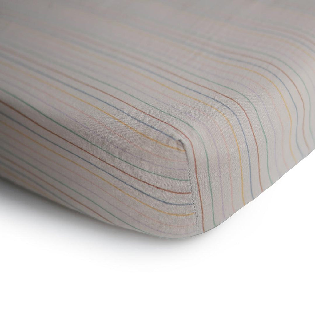 Muslin Crib Sheet, Retro Stripes - Mushie