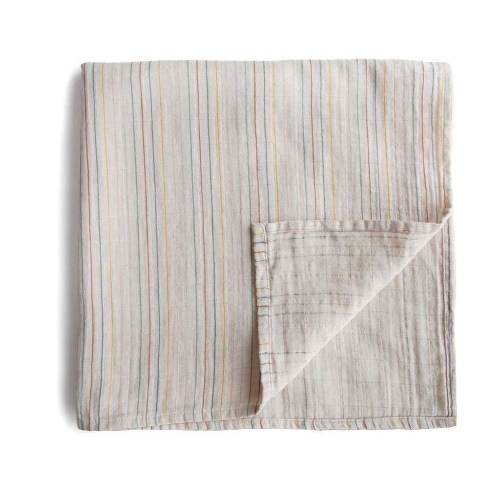 Muslin Swaddle Blanket, Retro Stripes - Mushie