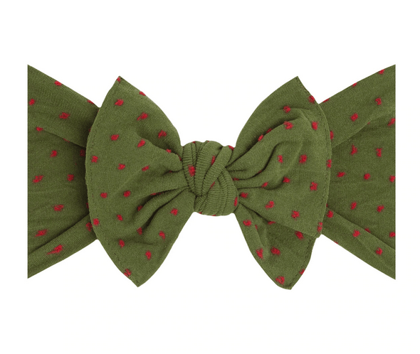 Patterned Shabby Knot, Hunter/Red - Baby Bling Bows