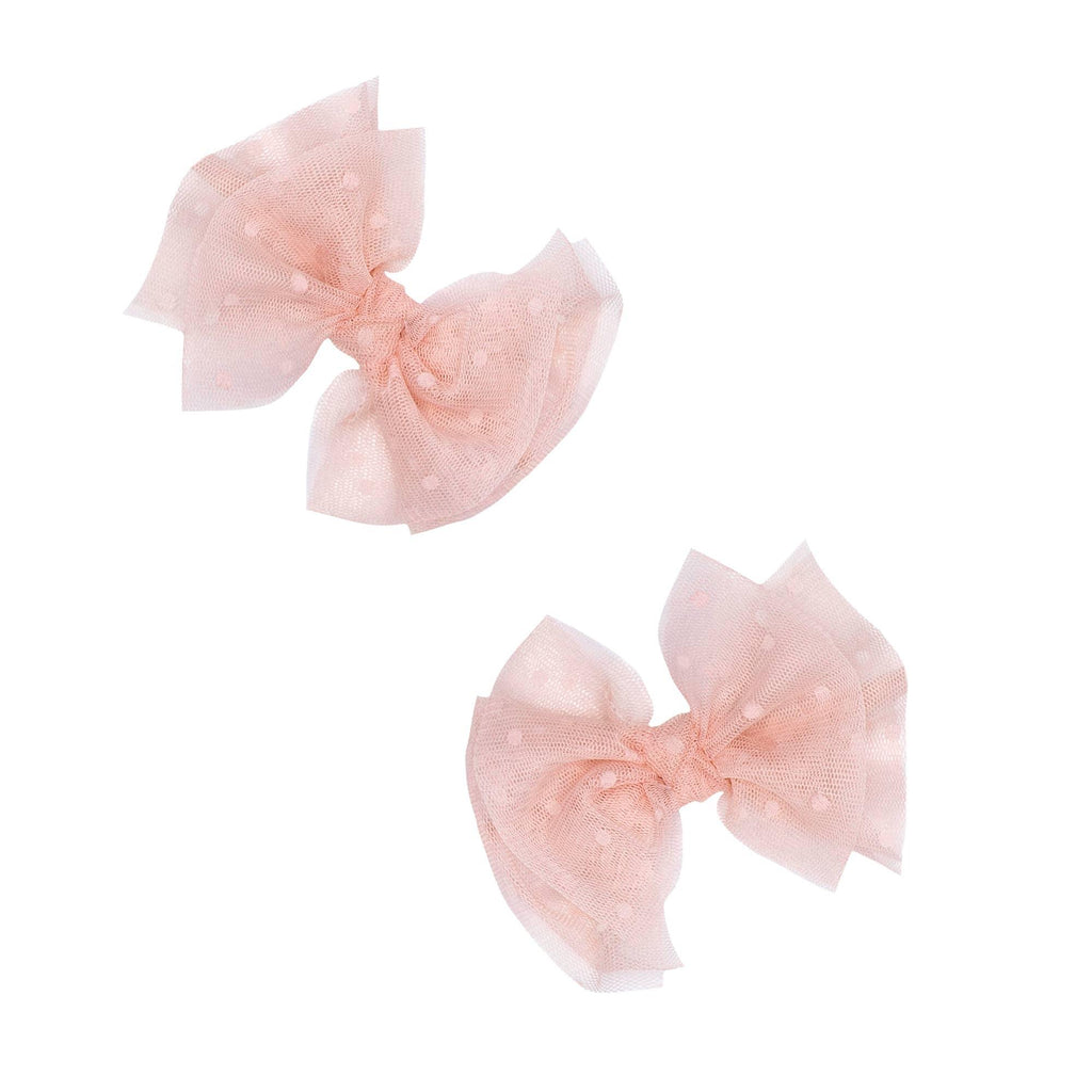 2pk Tulle Baby Fab Clip, Rose Quartz - Baby Bling Bows
