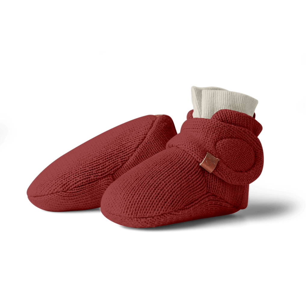 Knit Organic Cotton Booties, Hot Cocoa - goumikids