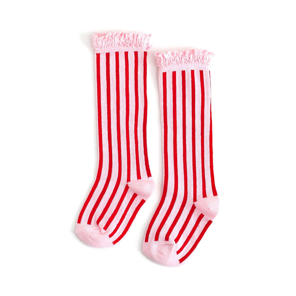 Candy Stripe Lace Top Knee Highs - Little Stocking Co.