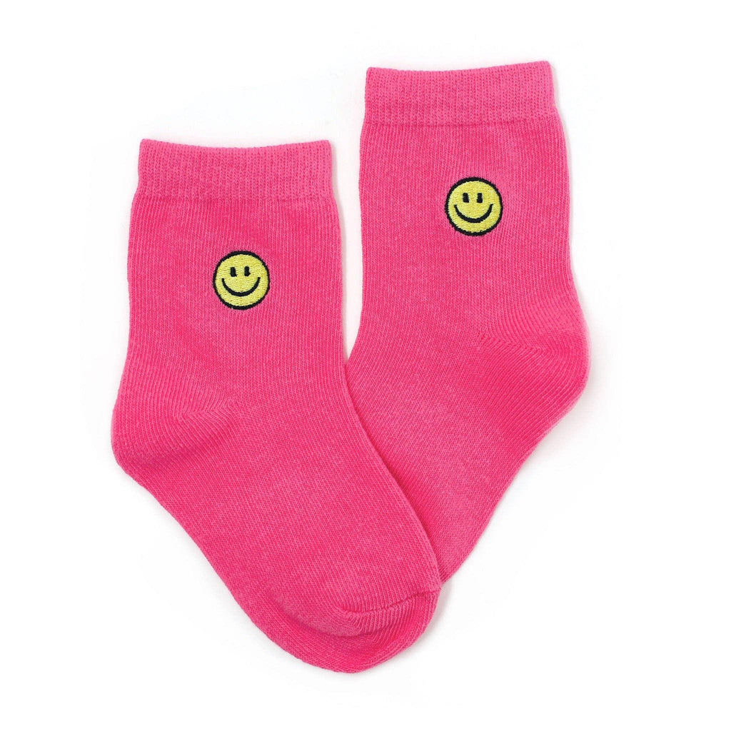 Hot Pink Smiley Midi Sock - Little Stocking Co.