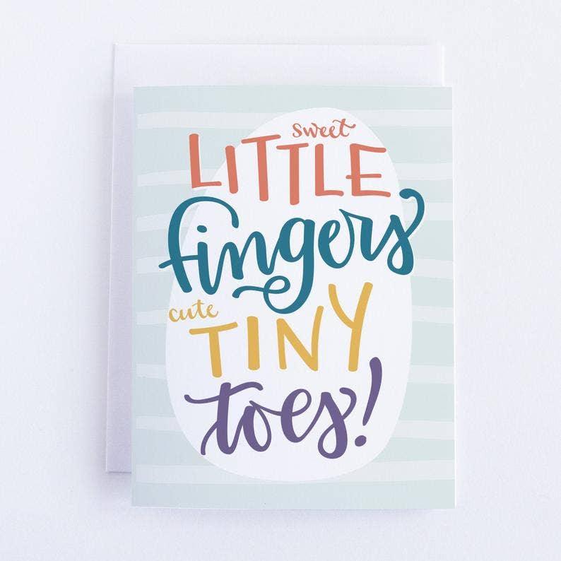 Sweet Little Fingers Baby Shower Card - Pedaller Designs