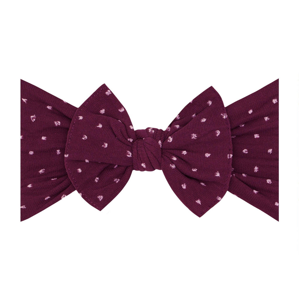 Patterned Shabby Knot: burgundy dot - Baby Bling Bows