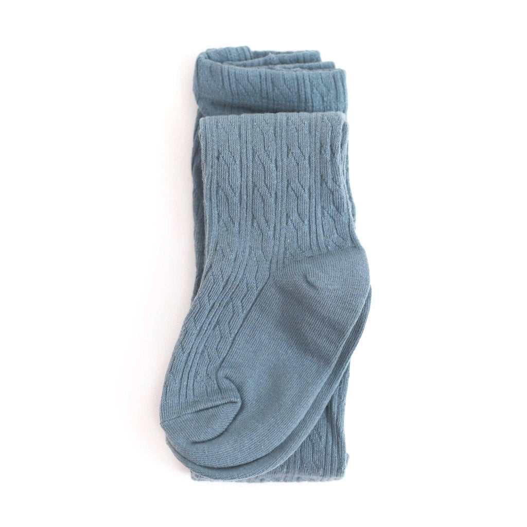 Denim Cable Knit Tights - Little Stocking Co.