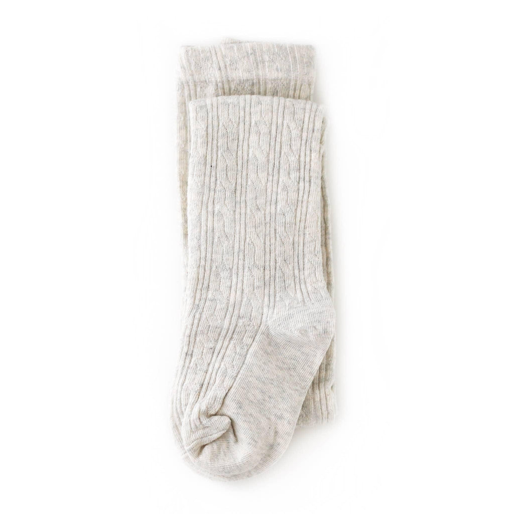 Heathered Ivory Cable Knit Tights - Little Stocking Co.