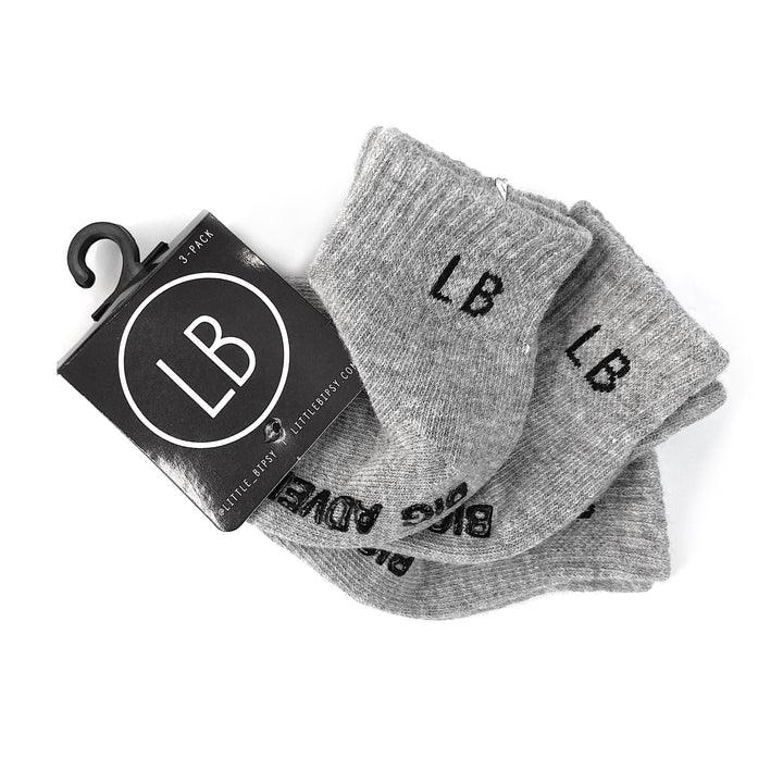 Sock 3 Pack, Grey - Little Bipsy