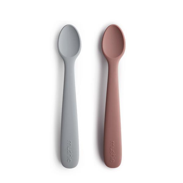 Silicone Feeding Spoons, Stone/Cloudy Mauve - Mushie