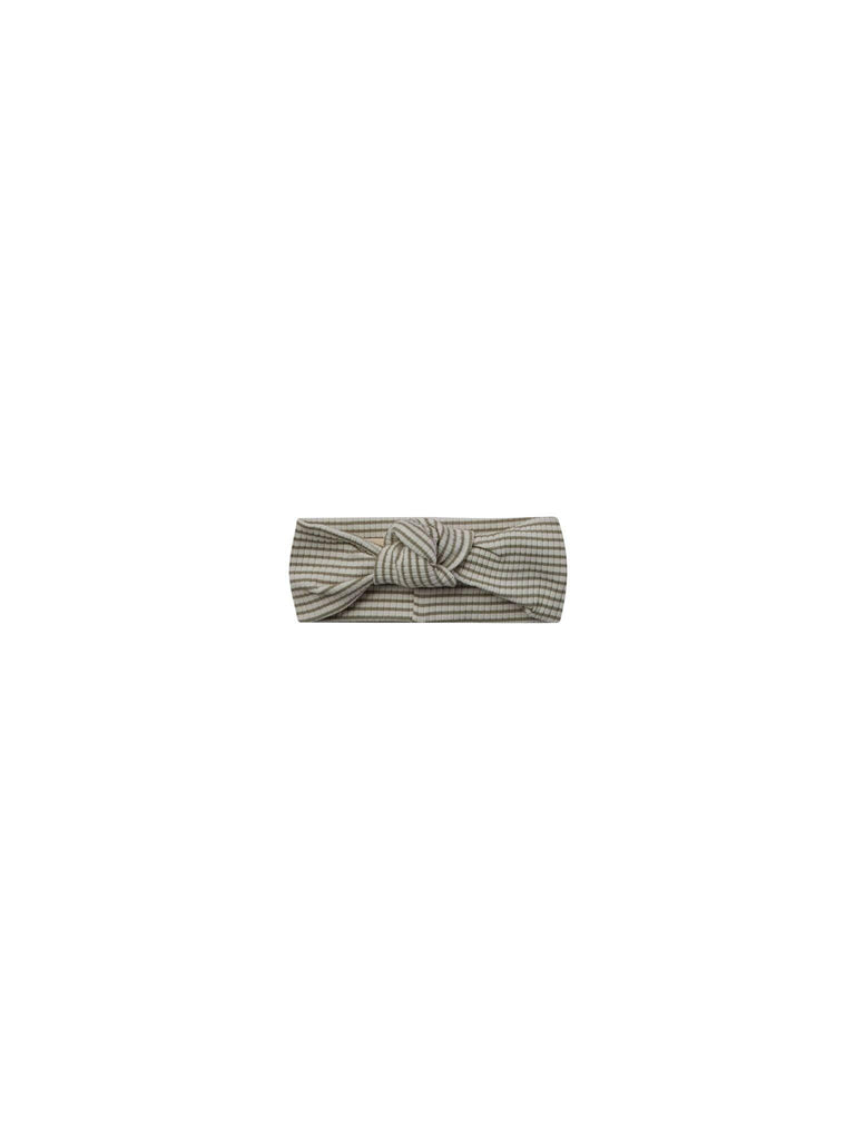 Ribbed Knot Headband, Fern Stripe - Quincy Mae